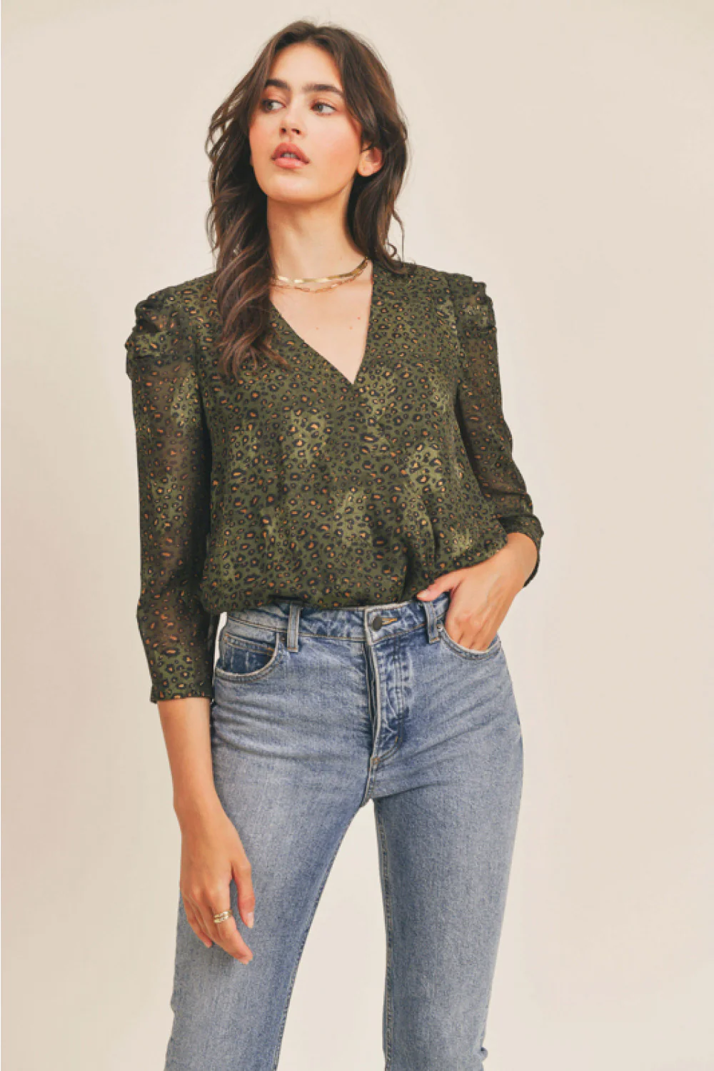 Long Sleeve Bodysuit (Olive Animal) - Image 4