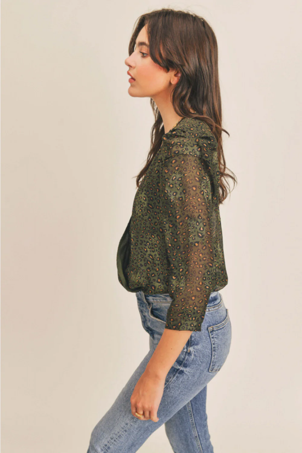 Long Sleeve Bodysuit (Olive Animal) - Image 7