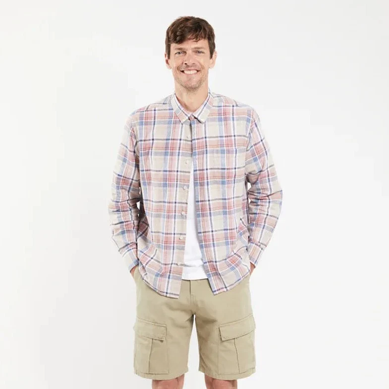 Long Sleeve Button Up Shirt (Carreaux Beige)