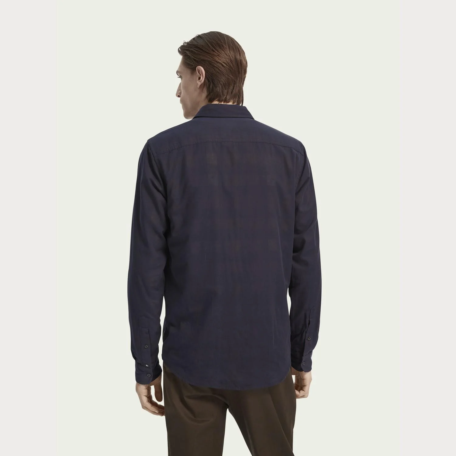 Long Sleeve Cotton Shirt (Navy) - Image 2