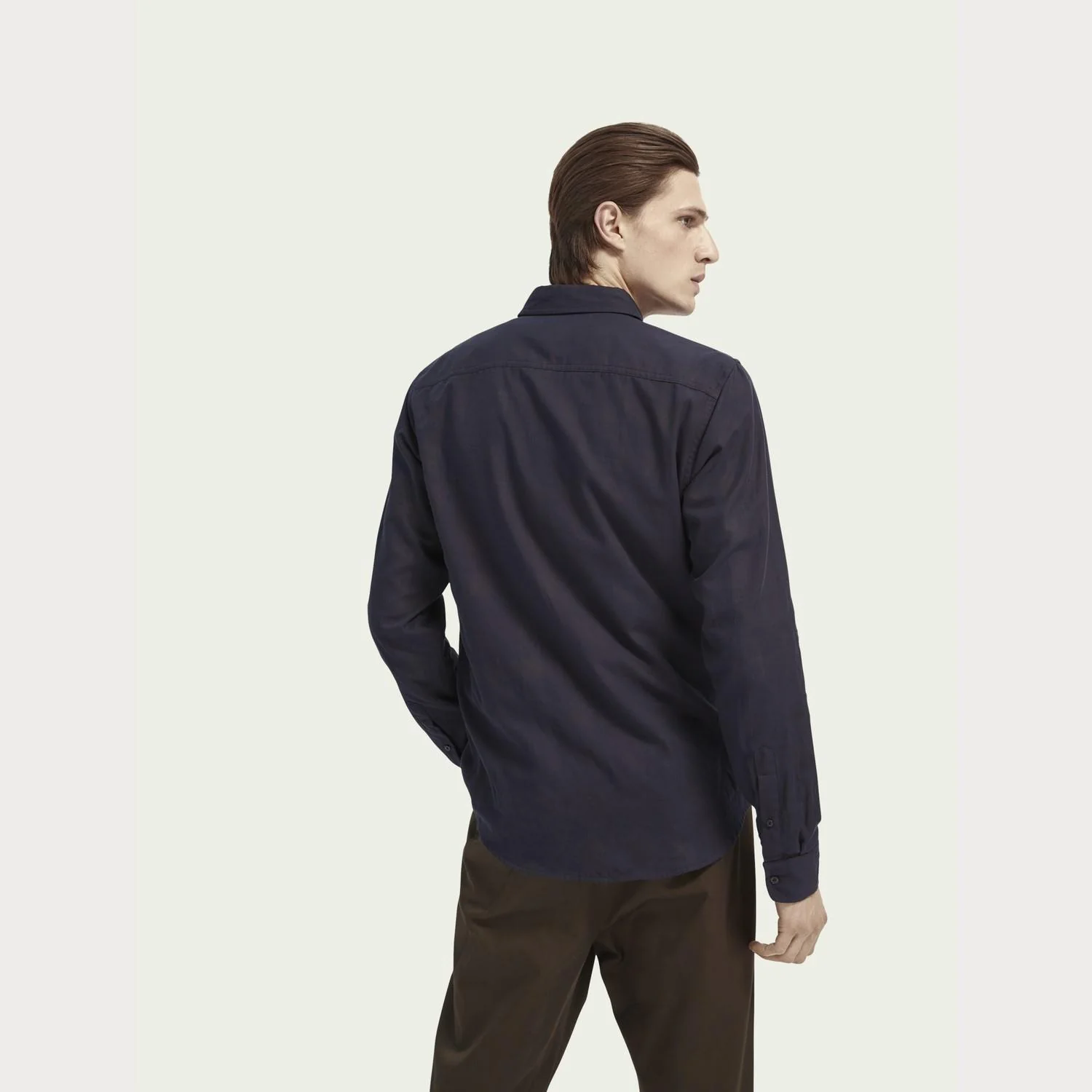 Long Sleeve Cotton Shirt (Navy) - Image 3