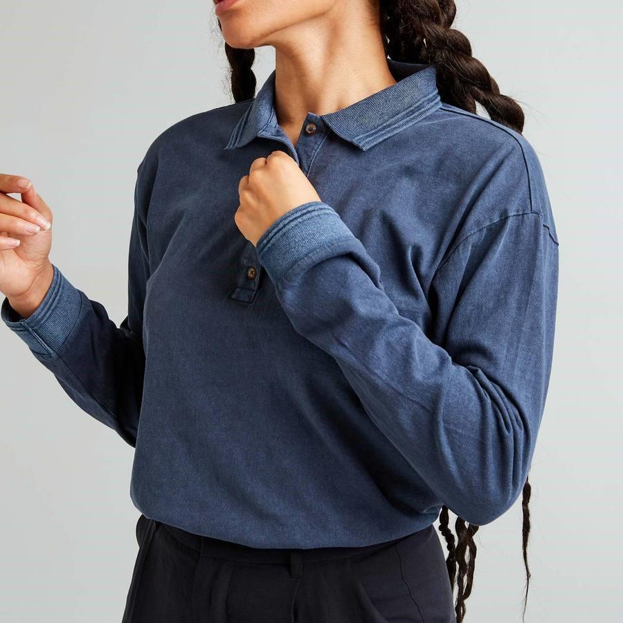 Long Sleeve Relaxed Polo (Blue Nights) - Image 4
