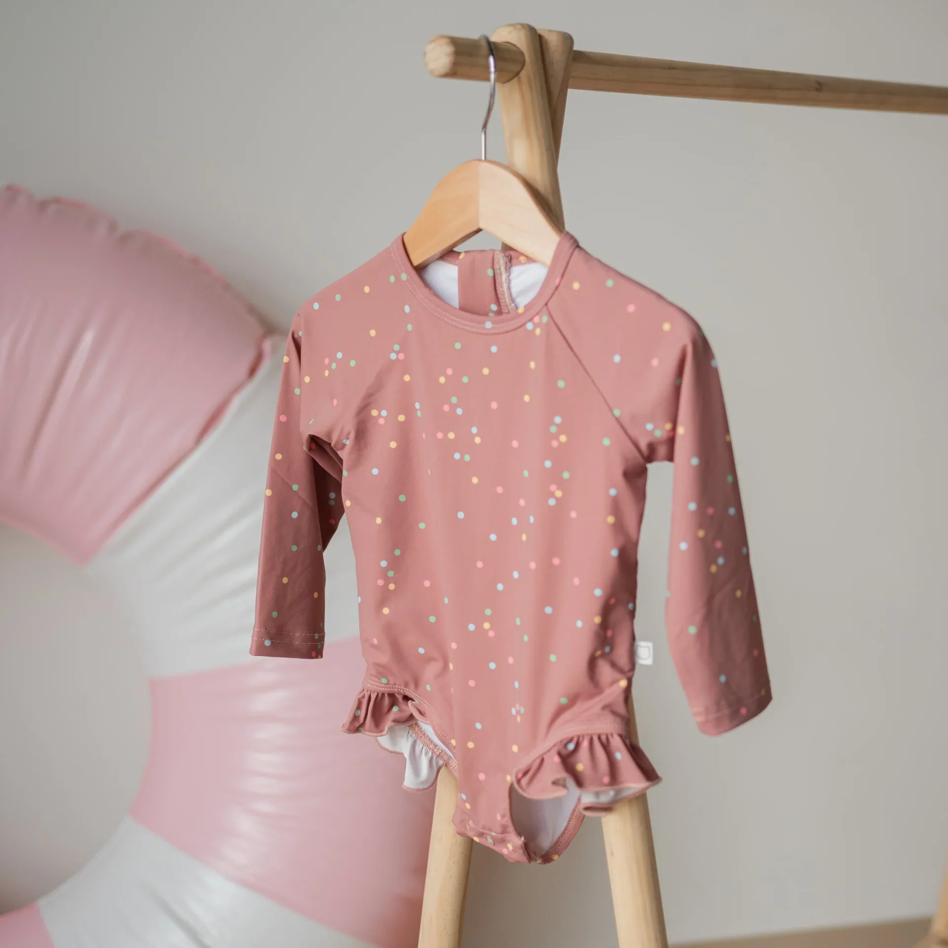 Long-Sleeve Ruffle One-Piece Sunsuit