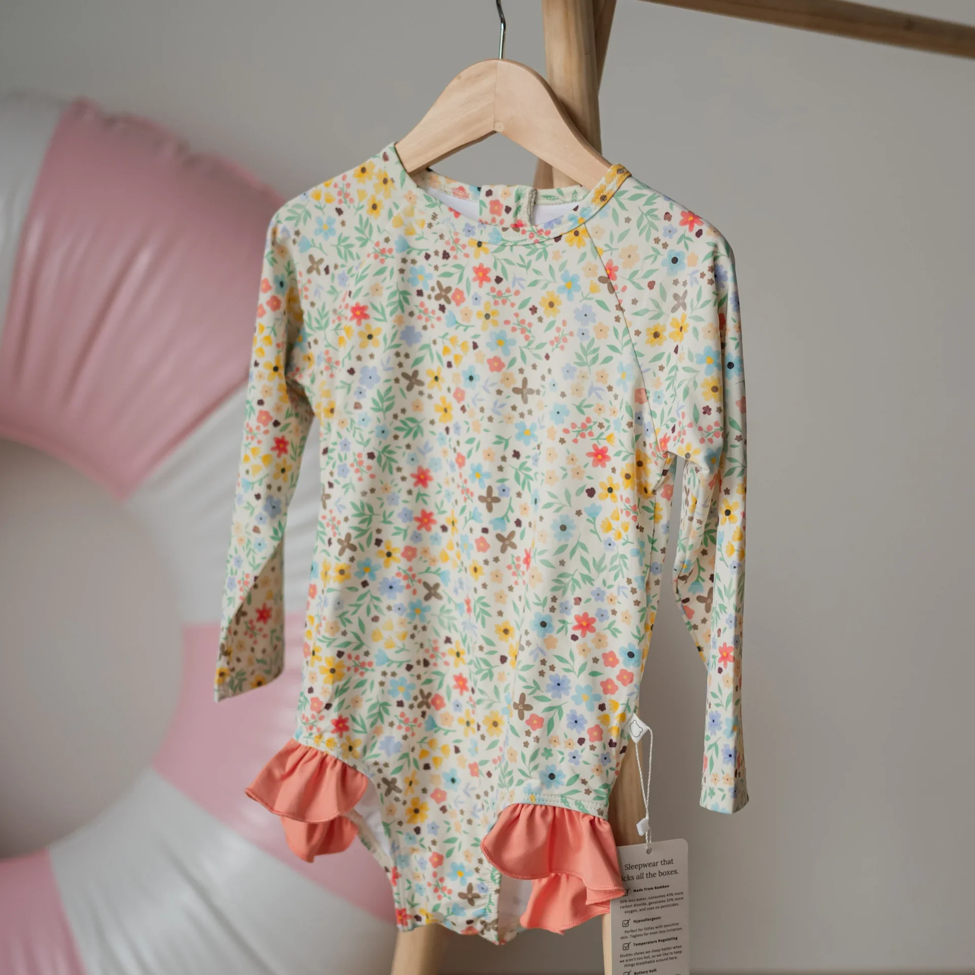 Long-Sleeve Ruffle One-Piece Sunsuit - Image 2