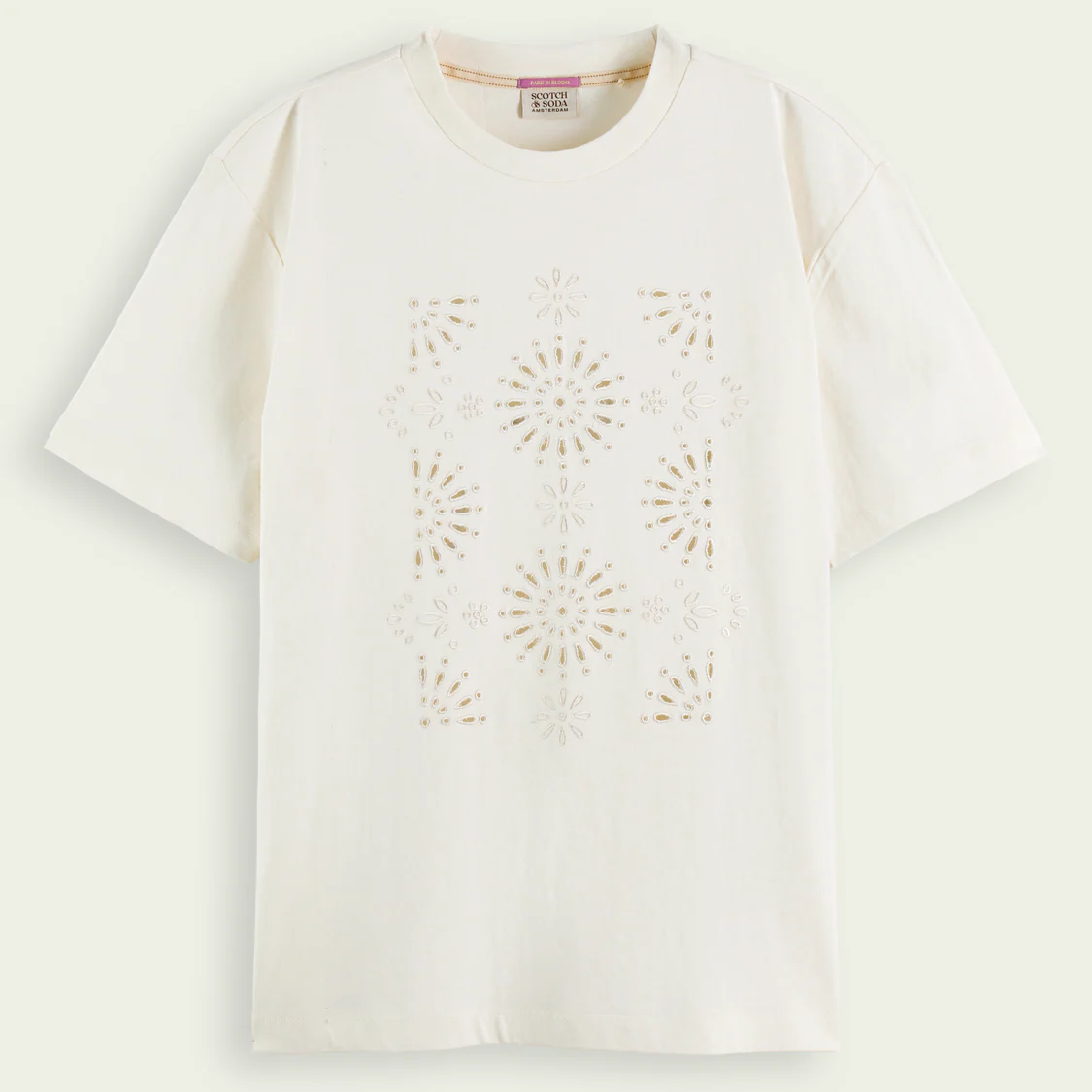 Loose Fit Embroidered Artwork T-Shirt (Vanilla White) - Image 3