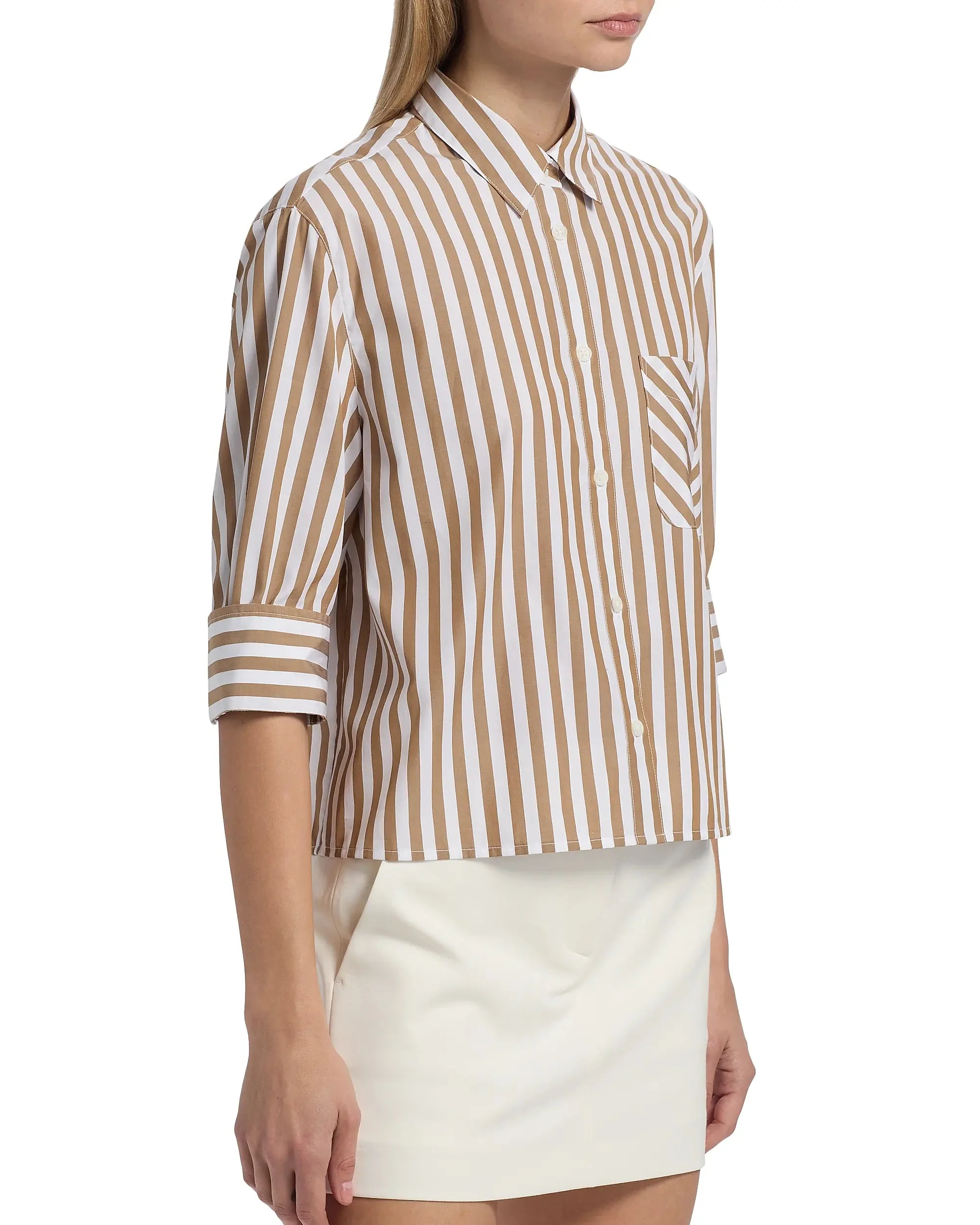 Lucia Stripe Poplin Shirt (Brown Stripe) - Image 3