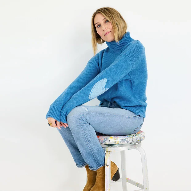Lucy Mock Neck Sweater (Heather Blue)