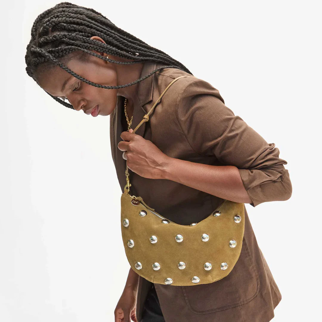Lune Bag (Oat Suede w/ Studs) - Image 4