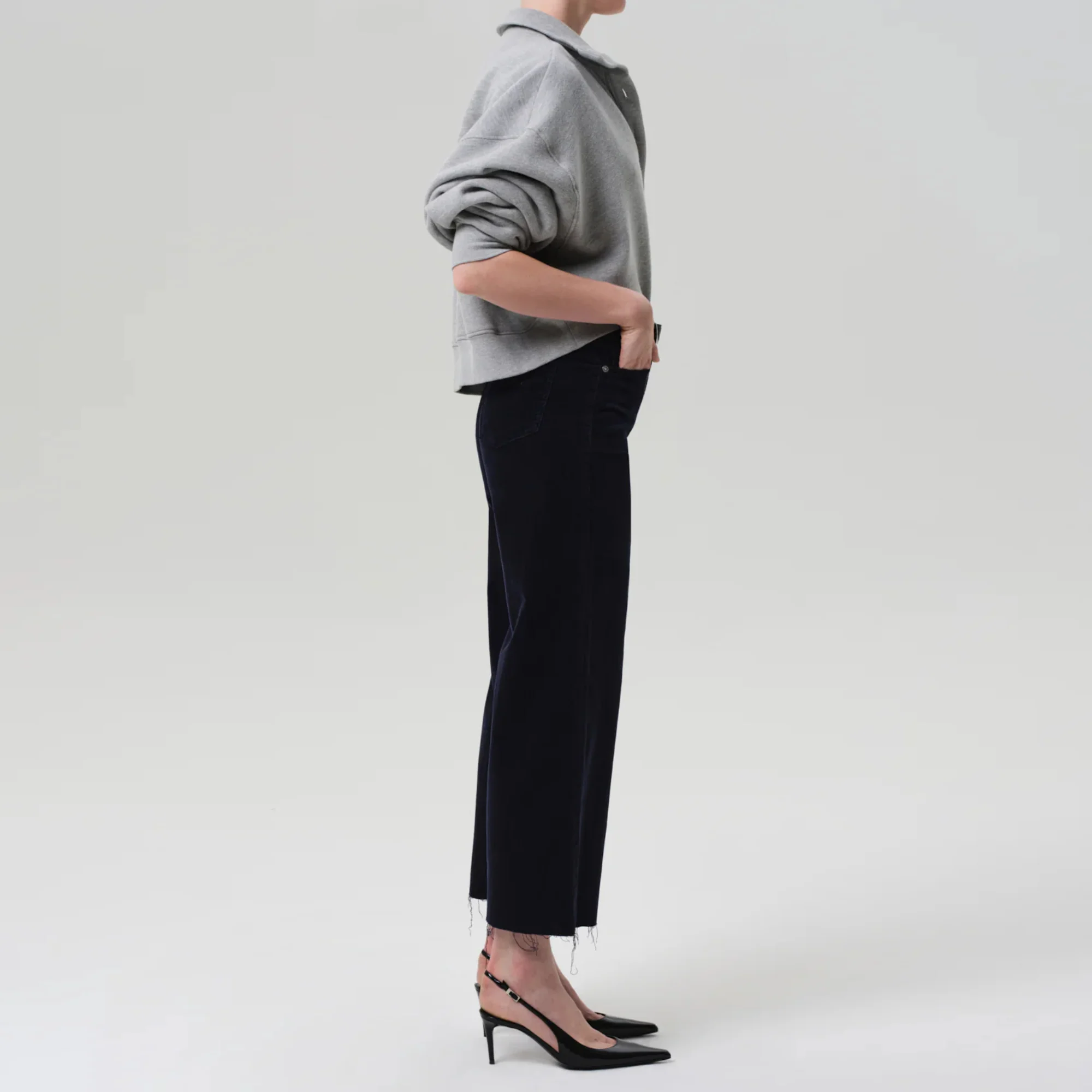 Lyra Wide Leg Crop Corduroy (Navy) - Image 3