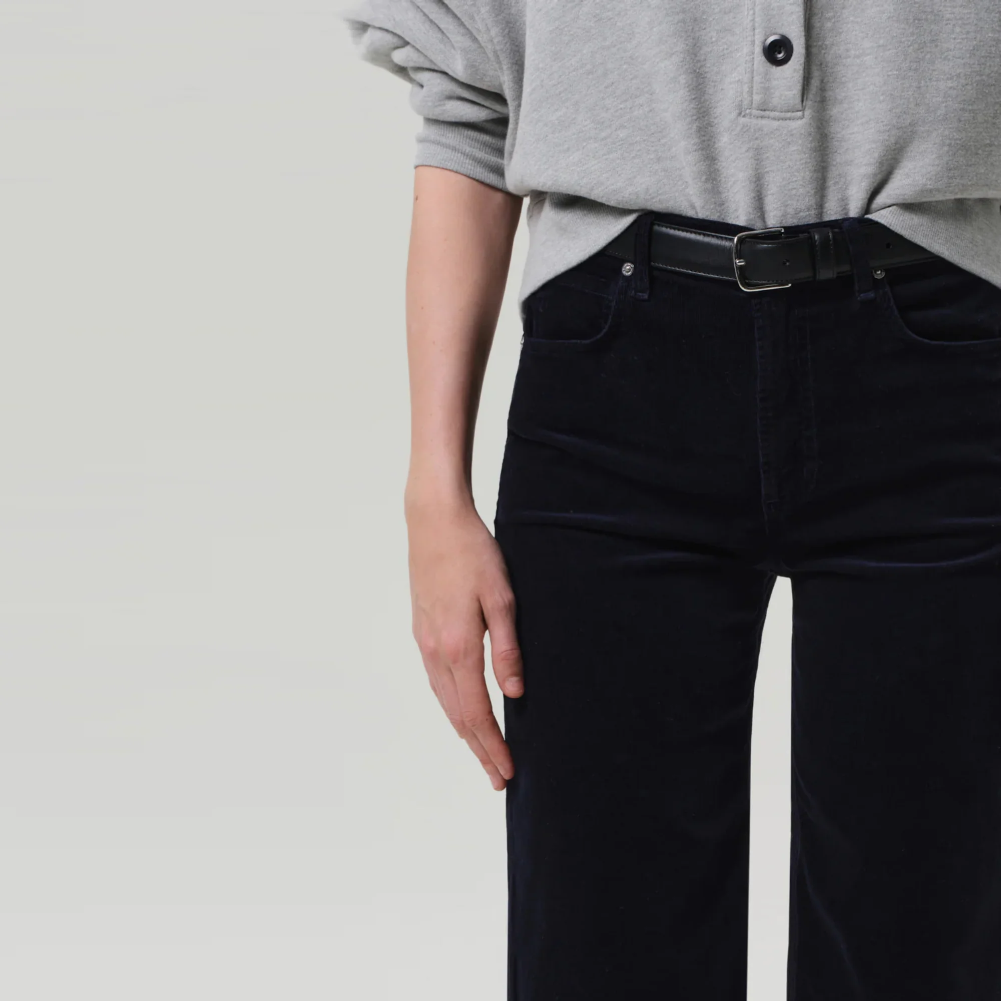 Lyra Wide Leg Crop Corduroy (Navy) - Image 5
