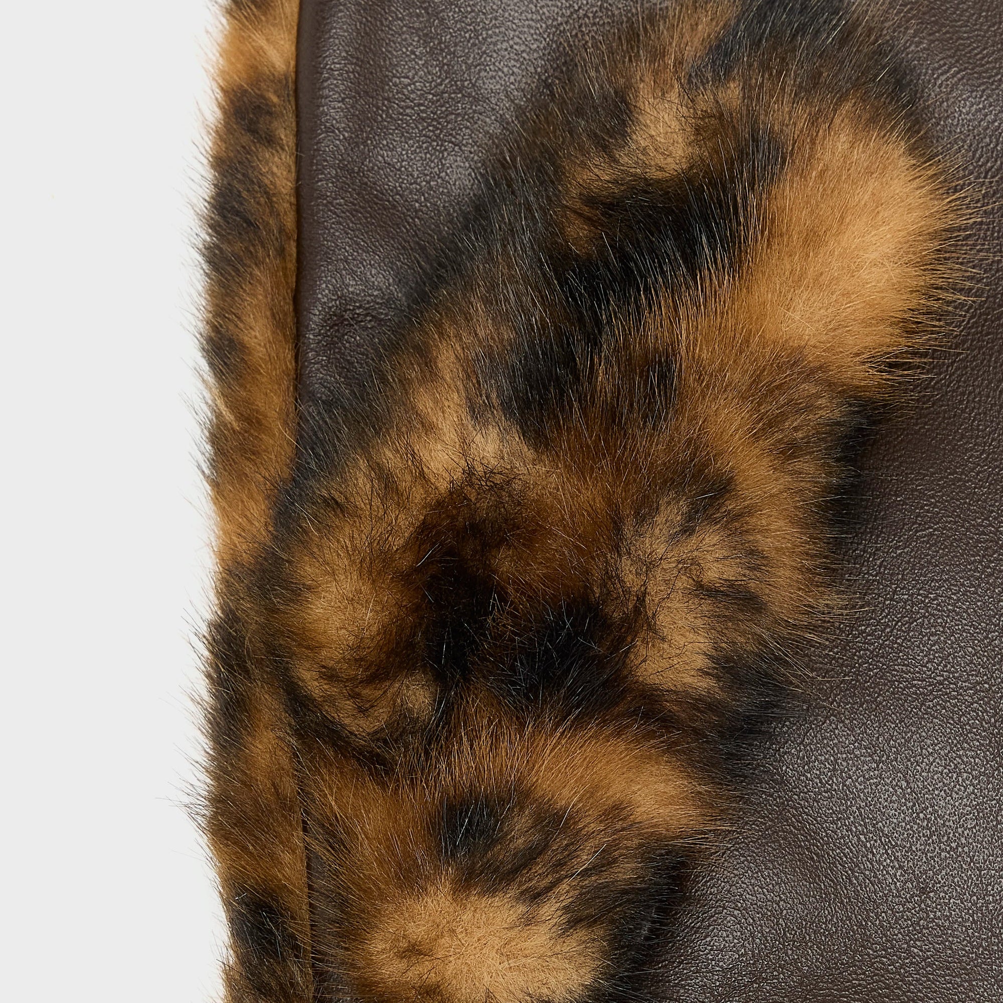 Madina Faux Fur Mittens (Black Beauty + Coffee + Rubber) - Image 2