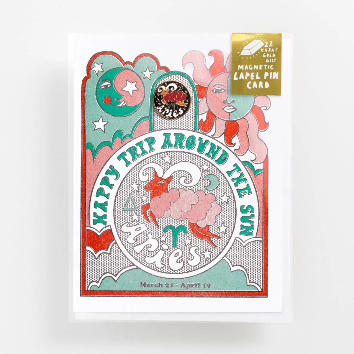Magnetic Lapel Pin Birthday Card (Aries)