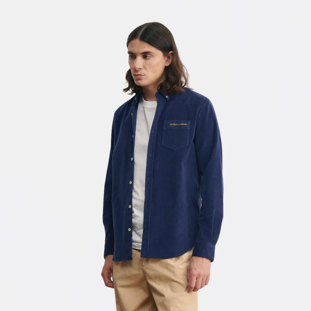 "Maison Labiche" Bonne Graine Velvel Shirt (Velvet Navy) - Image 2