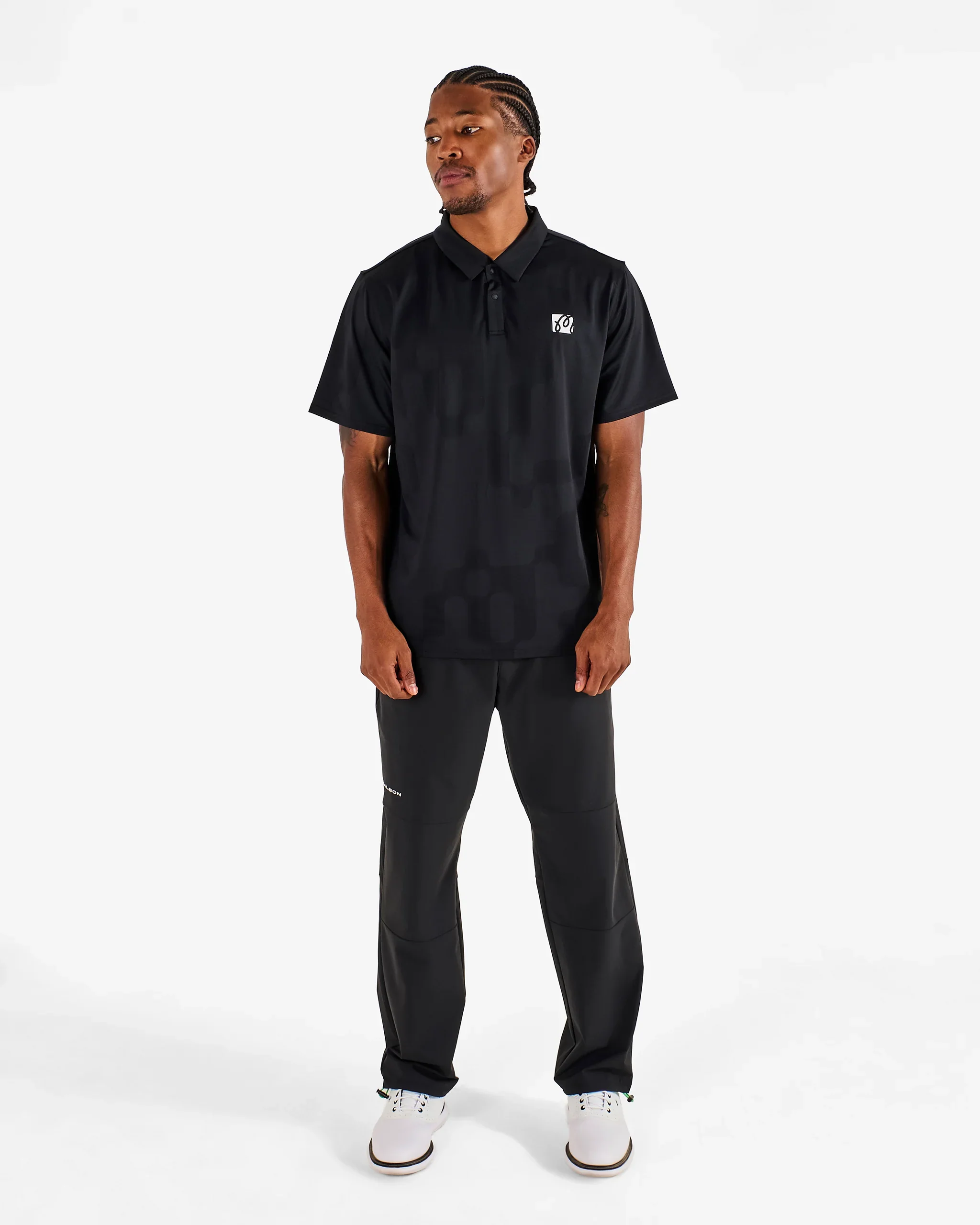 Malbon Performance Mesh Paneled Polo (Black)