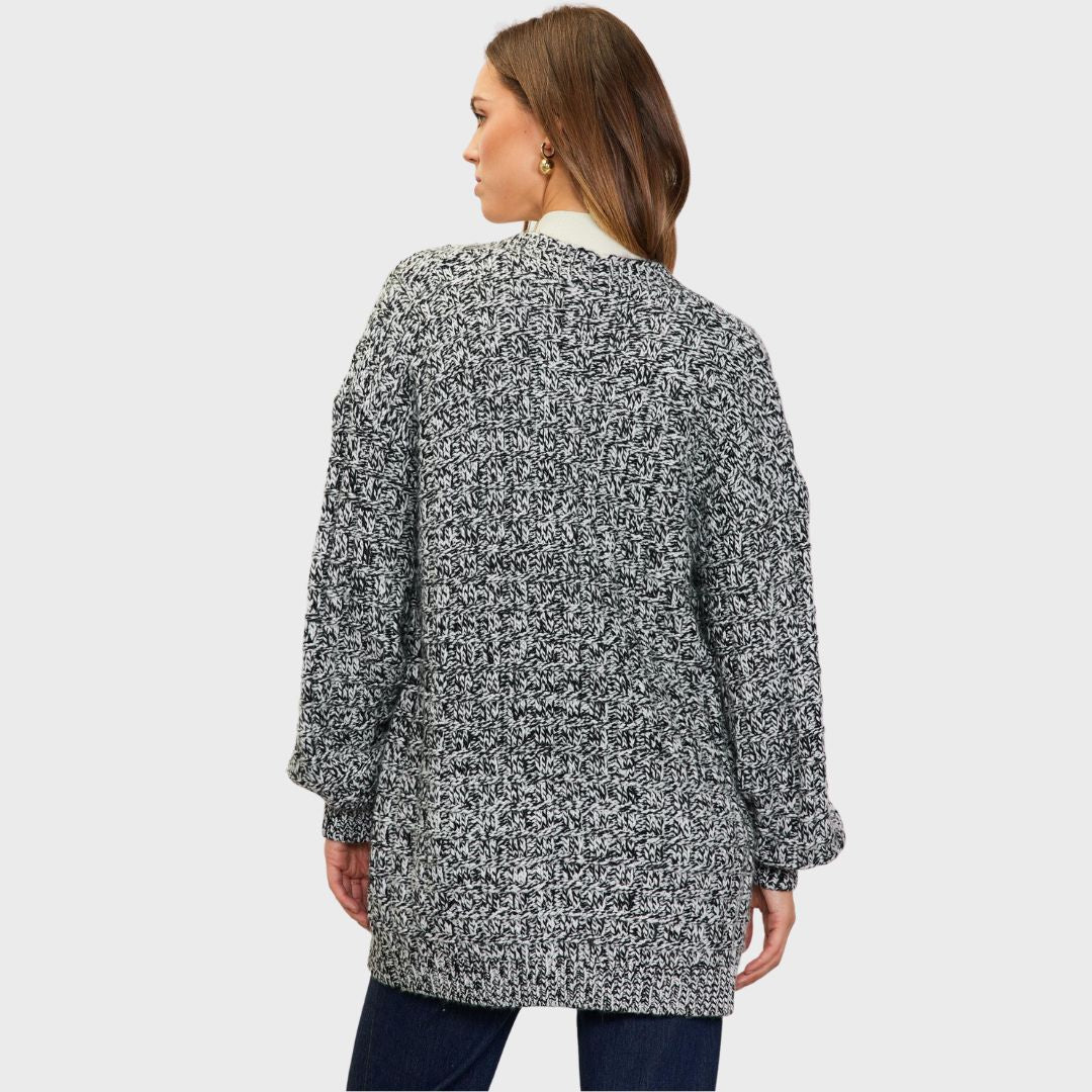 Marled Cardigan (Cream + Black) - Image 3
