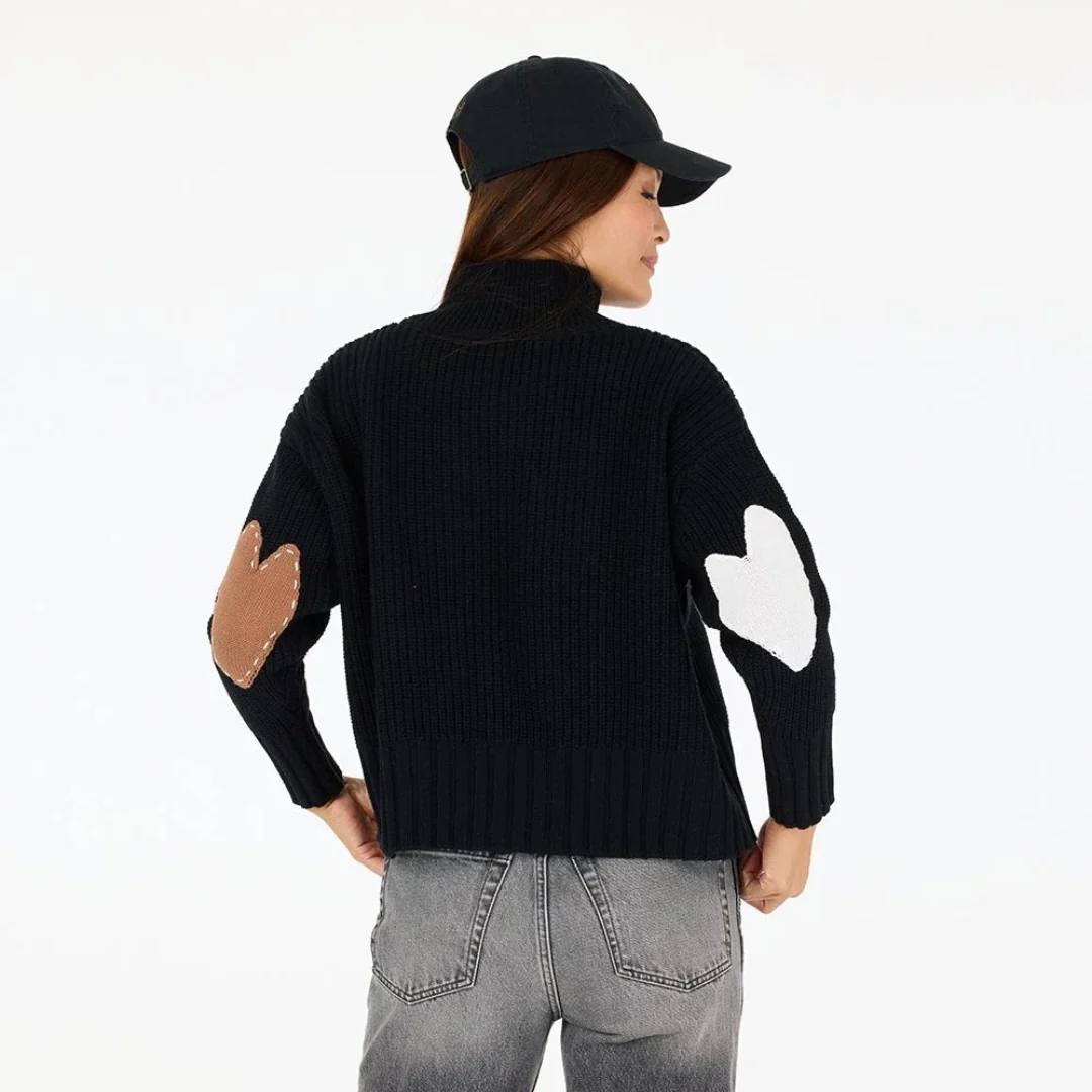 Marlow Imperfect Heart Sweater (Black) - Image 2