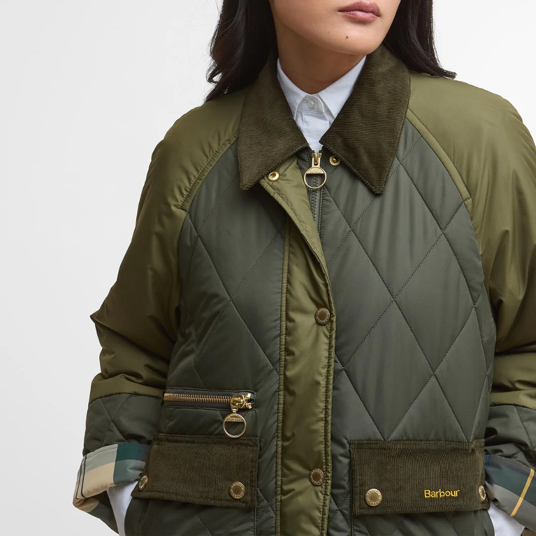 Martha Quilted Jacket (Olive + Dark Moss + Ancient Tartan) - Image 3