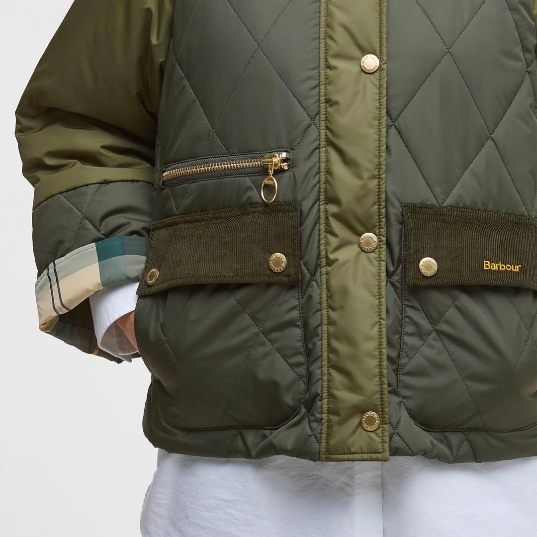 Martha Quilted Jacket (Olive + Dark Moss + Ancient Tartan) - Image 4