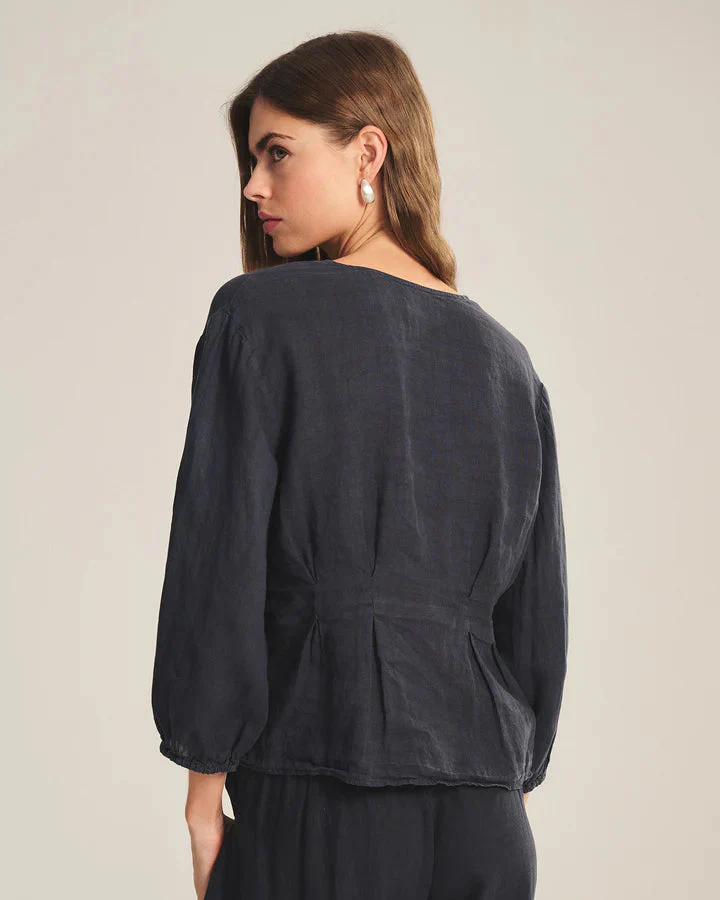 Martha Woven Linen Top (Shadow) - Image 2
