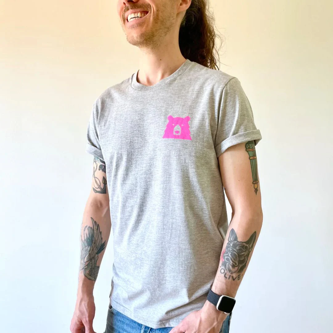 Mascot Tee (Heather Grey + Hot Pink) - Image 2