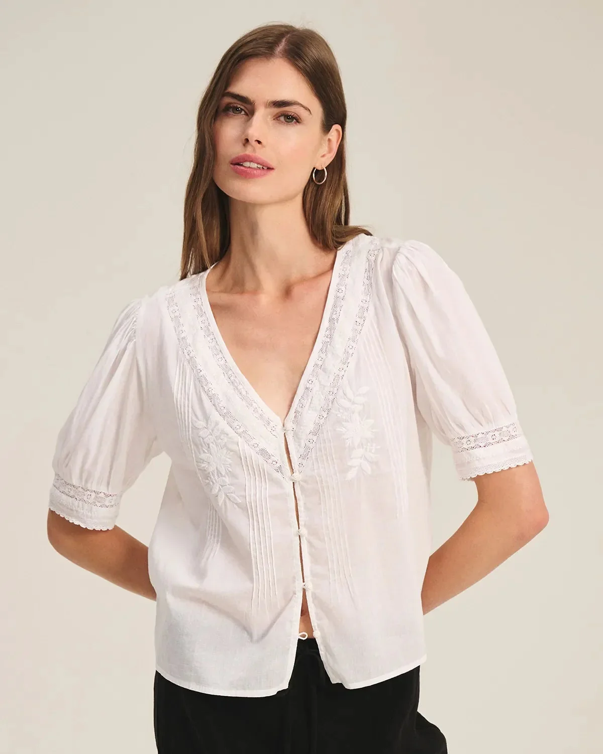 Mavis Cotton Lace Top (White)