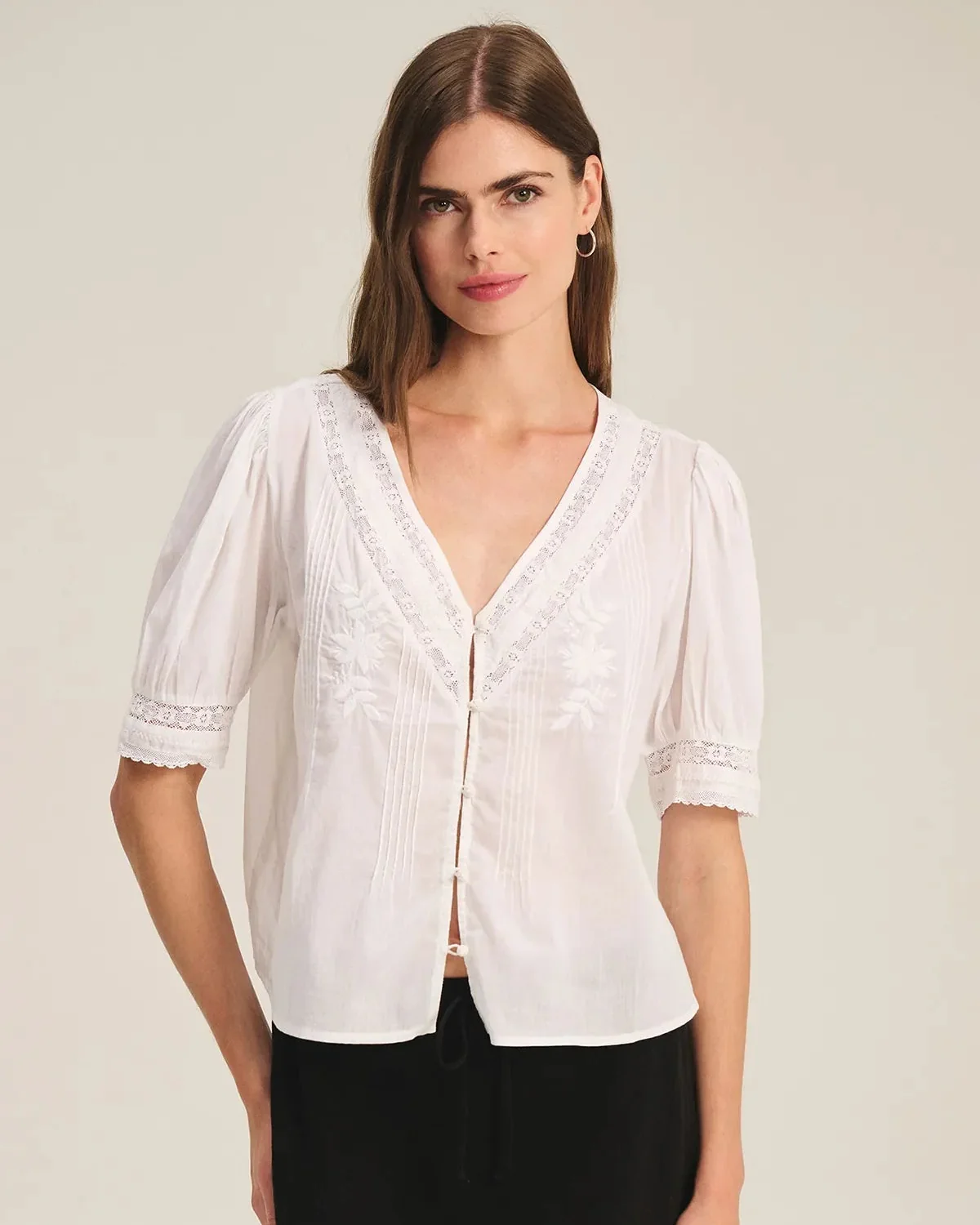 Mavis Cotton Lace Top (White) - Image 2
