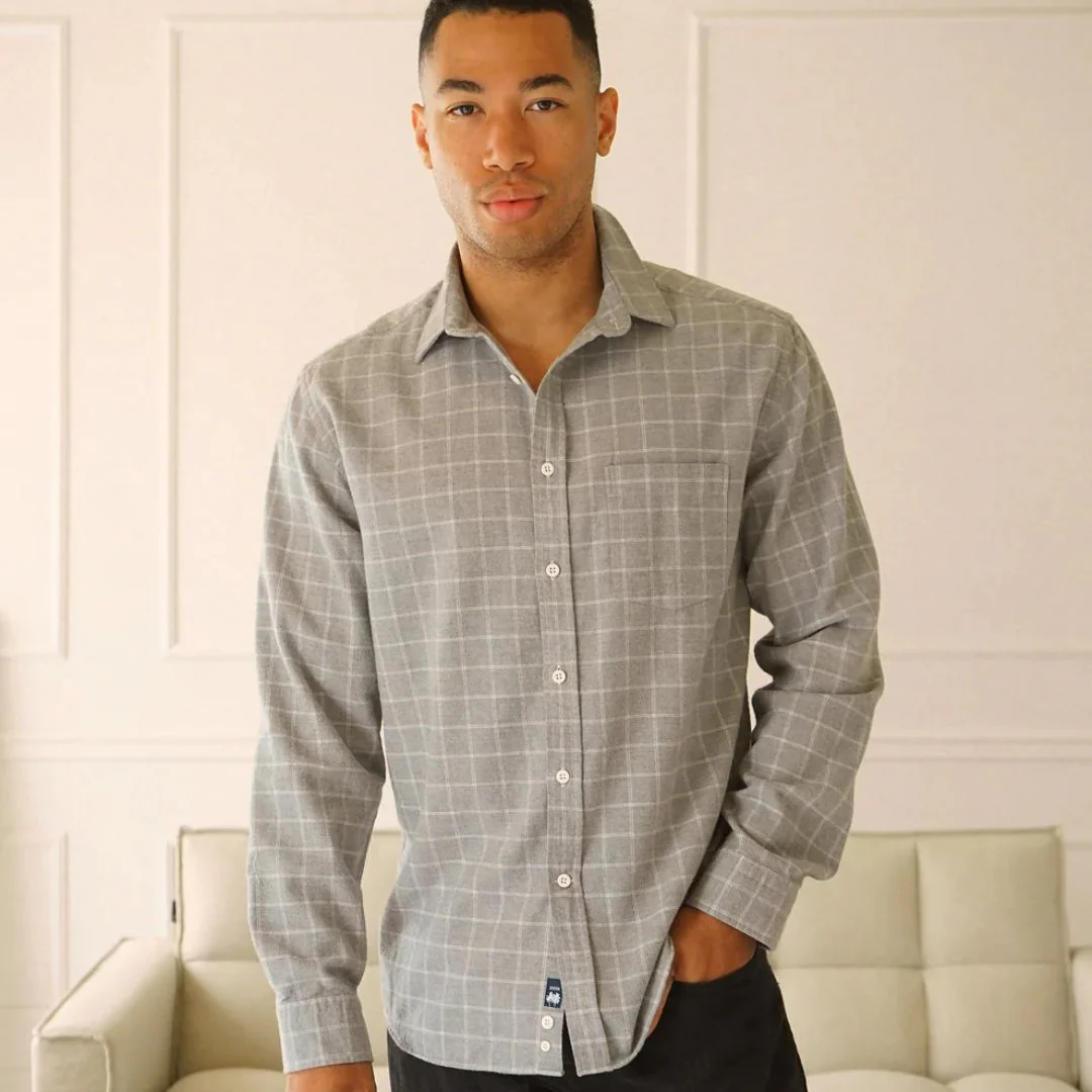 McKenzie Plaid Woven Shirt (Grey Checker) - Image 3