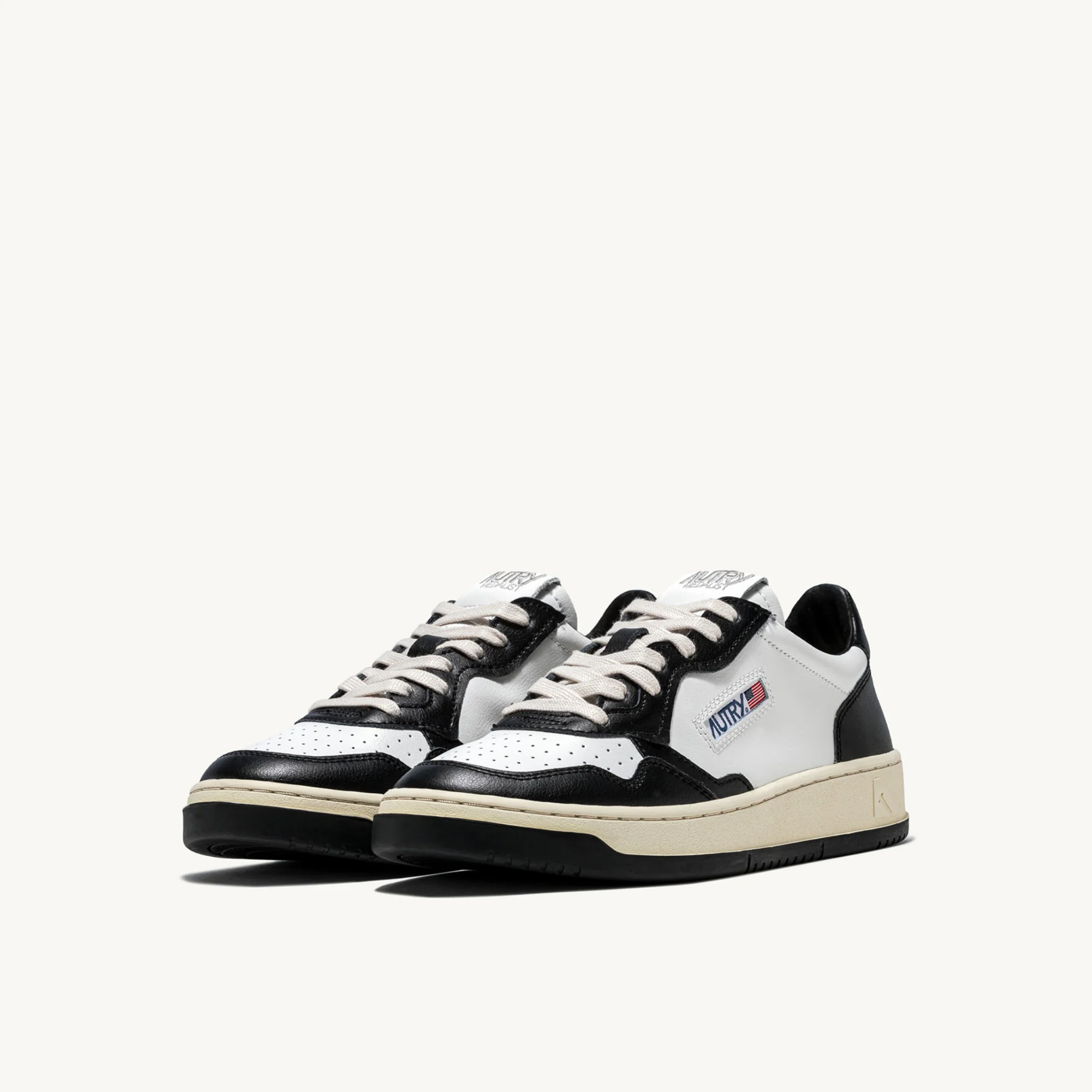 Medalist Low Bicolor Sneaker (White + Black Leather) - Image 2