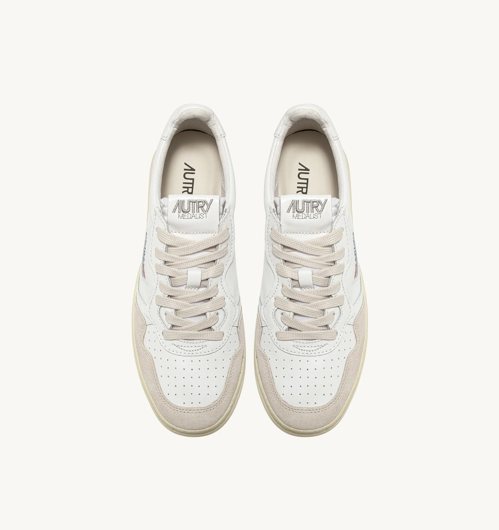 Medalist Low Sneaker (White Leather + Beige Suede) - Image 5