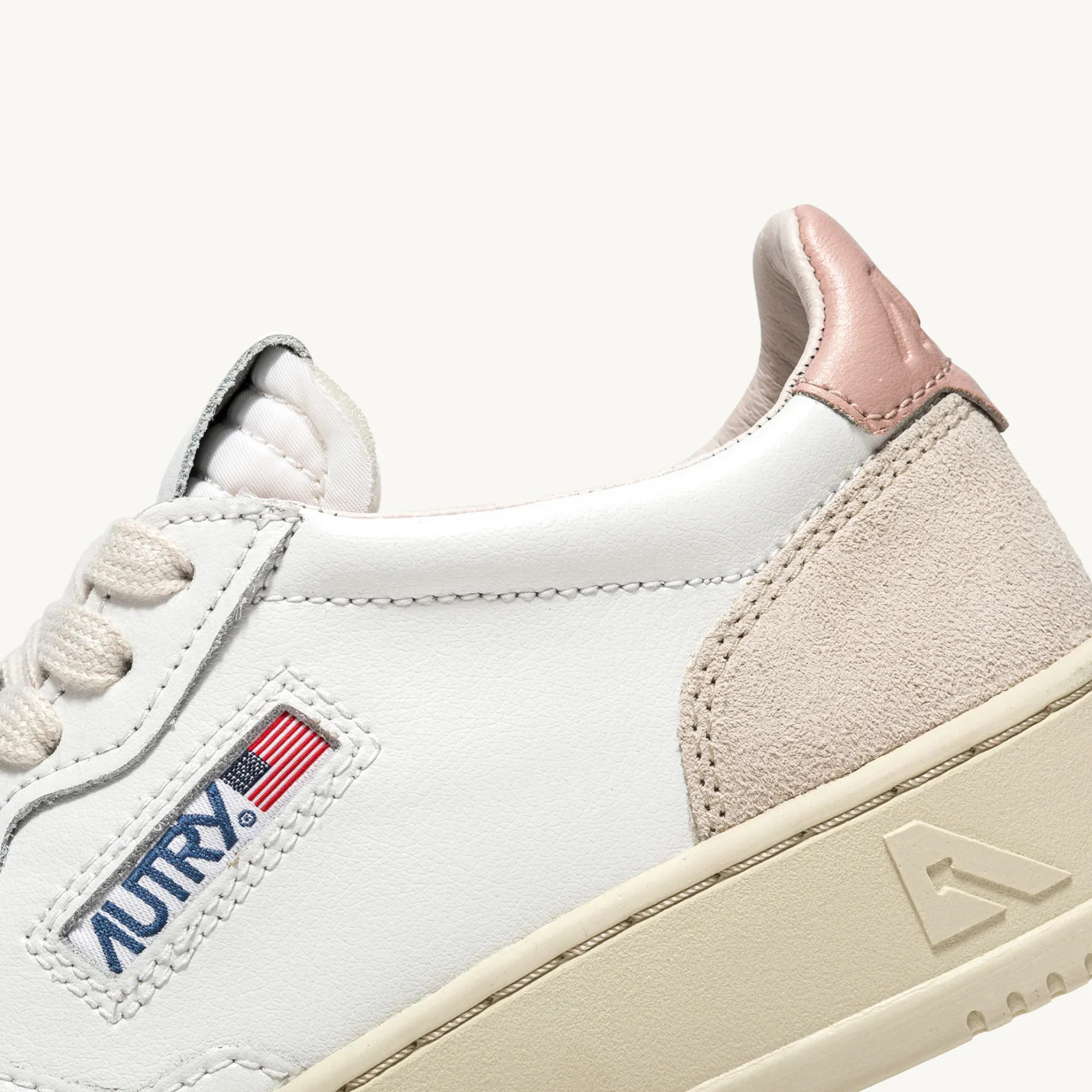 Medalist Low Sneaker (White + Powder Leather + Beige Suede) - Image 6