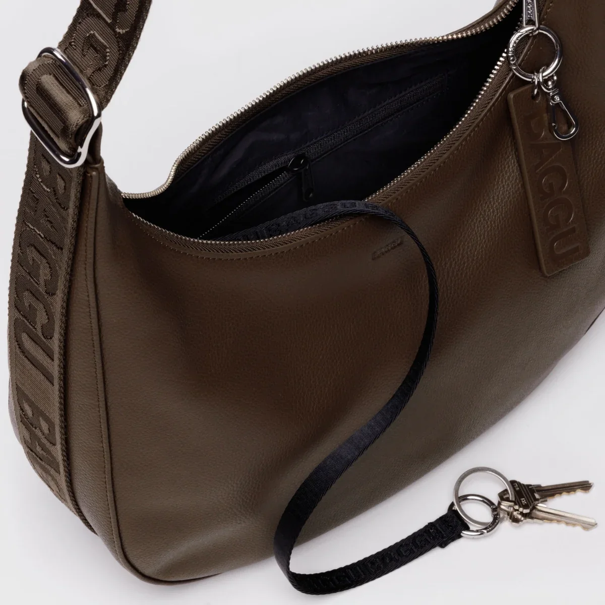 Medium Recycled Leather Crescent Bag - Image 8