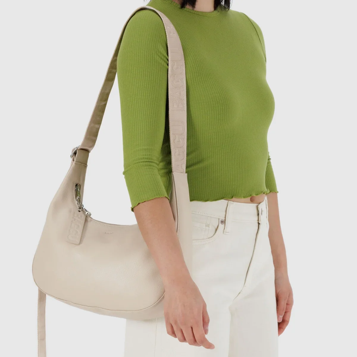 Medium Recycled Leather Crescent Bag - Image 9