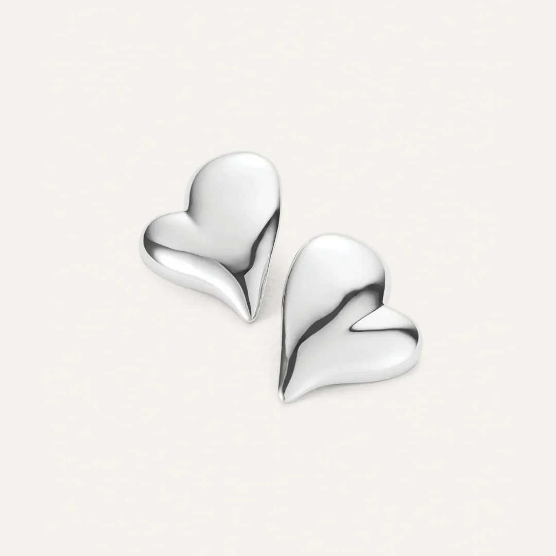 Mega Art Heart Symmetrical Button Earrings - Image 2
