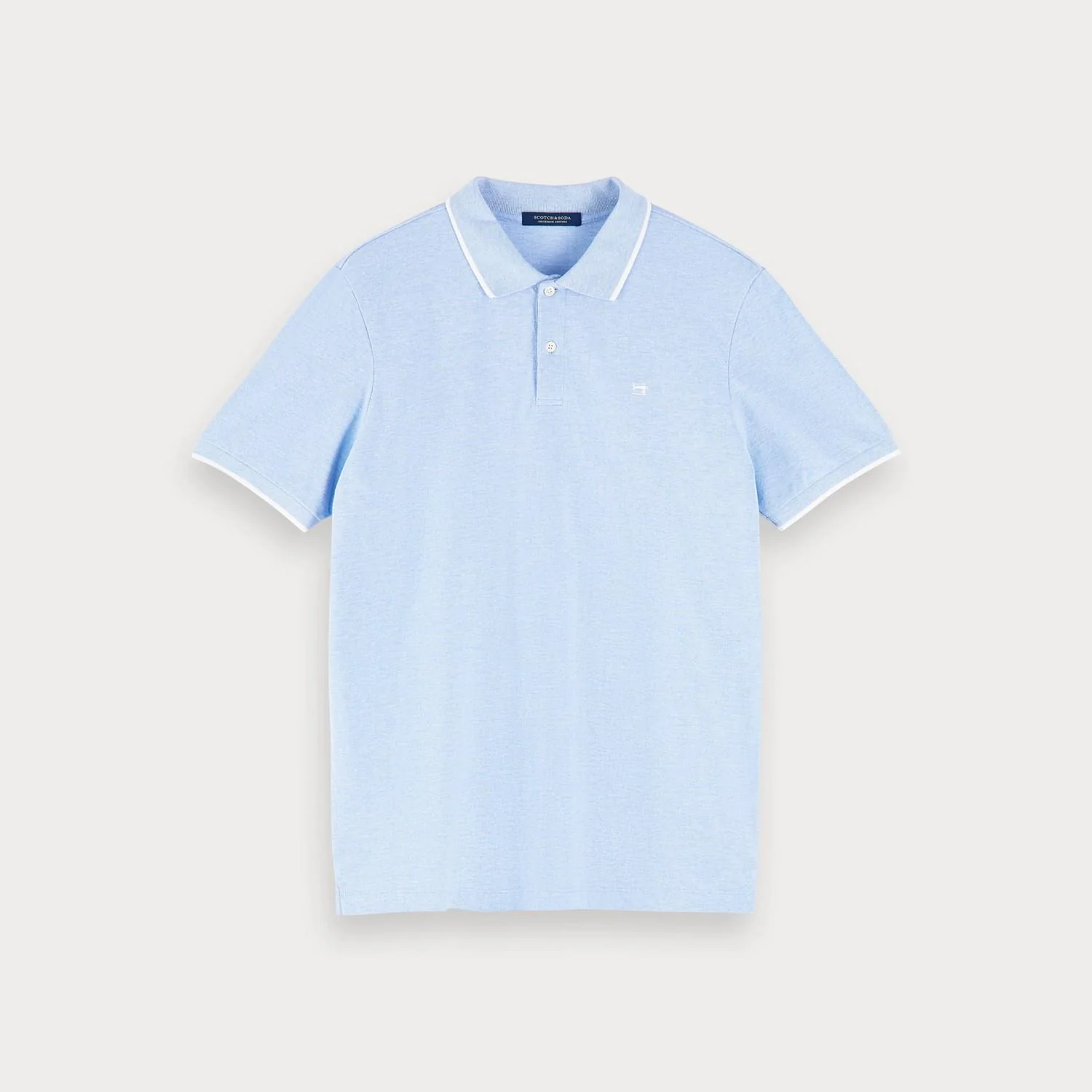 Mélange Cotton Piqué Polo (Blue Melange) - Image 3