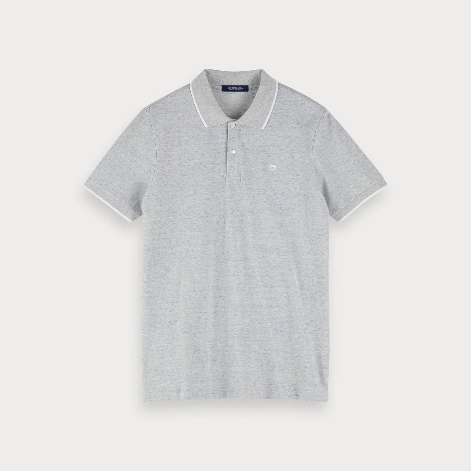 Mélange Cotton Piqué Polo (Grey) - Image 3