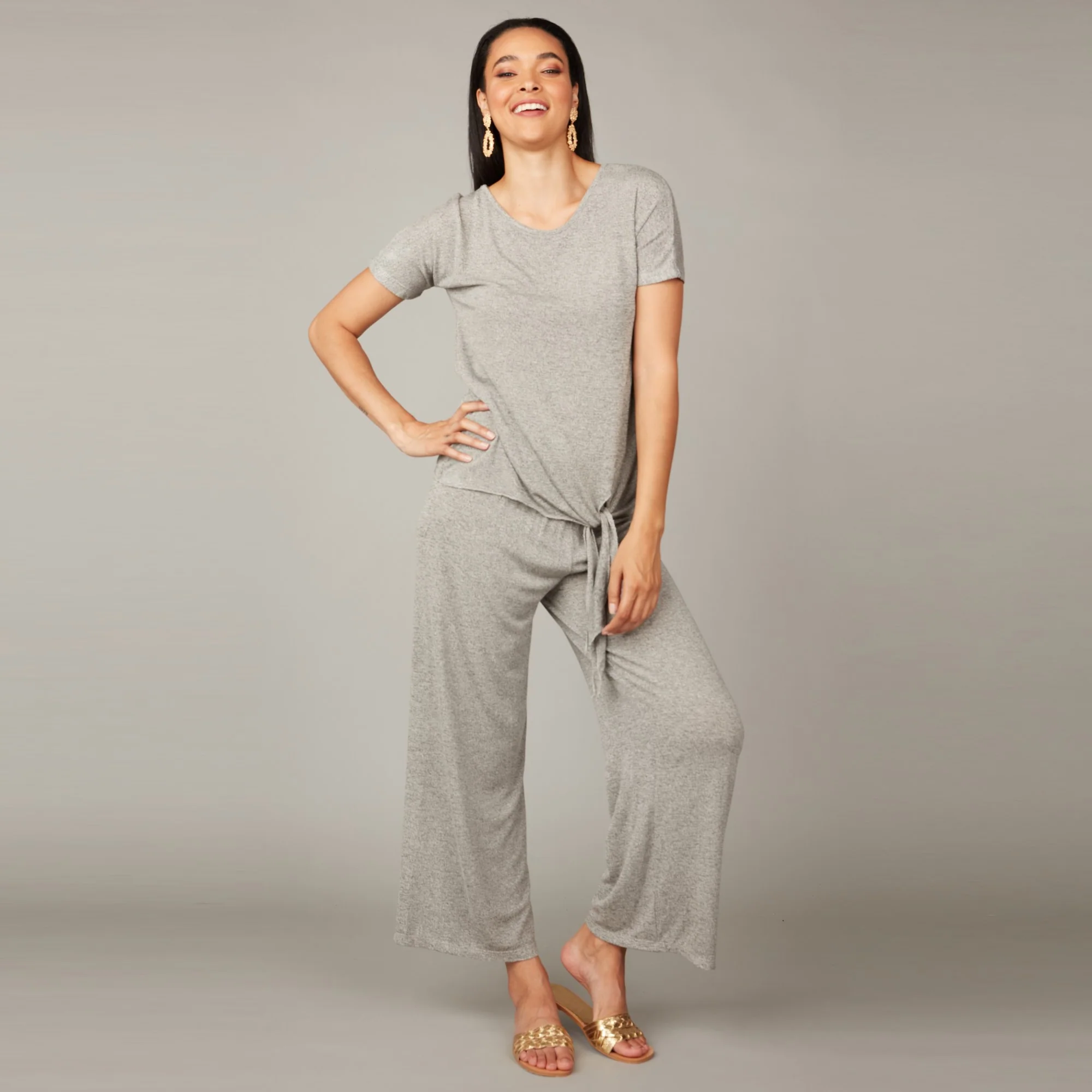 Side Tie Tee (Grey) - Image 2