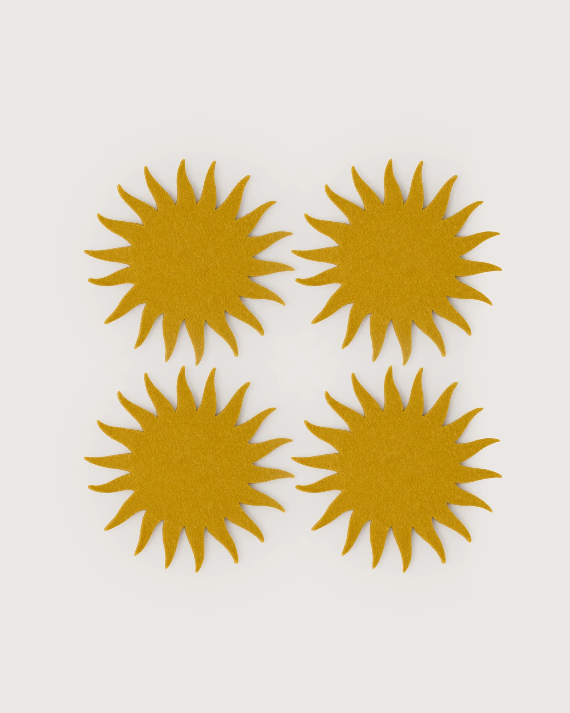 Merino Wool Sunburst Coaster Solid 4 Pack (Dijon)