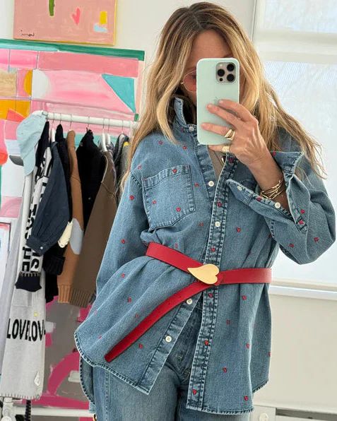 Mia Tiny Hearts Denim Shirt (True Denim) - Image 3