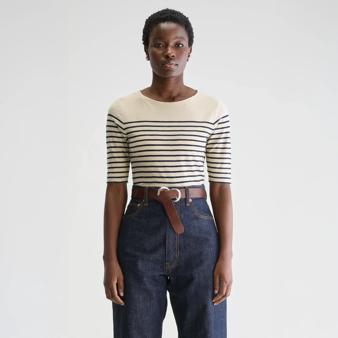 Mias Slim T-Shirt (Navy + Shell)