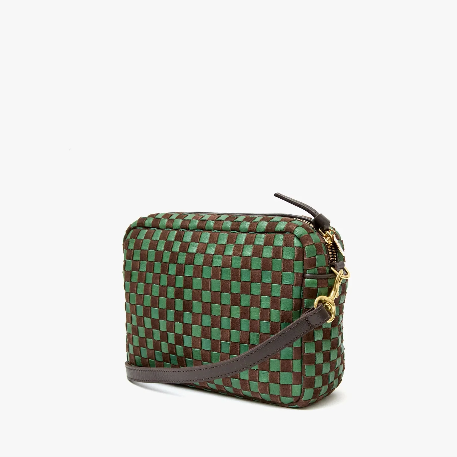 Midi Sac (Deep Pine + Chocolate Leather & Suede Woven Checker) - Image 2