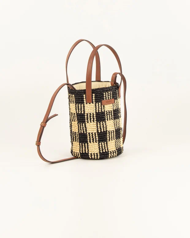Mimi Tara Small Raffia Bag (Black Natural) - Image 3