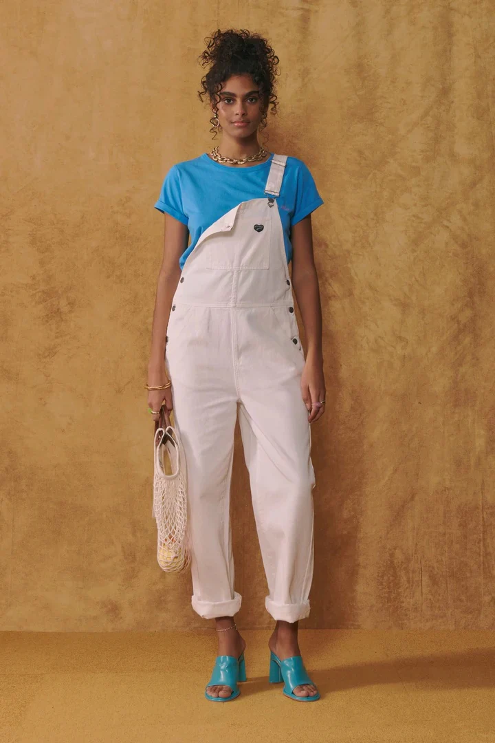 "Mini Patch MLB" Brady Denim Jumpsuit (Denim Off White) - Image 4