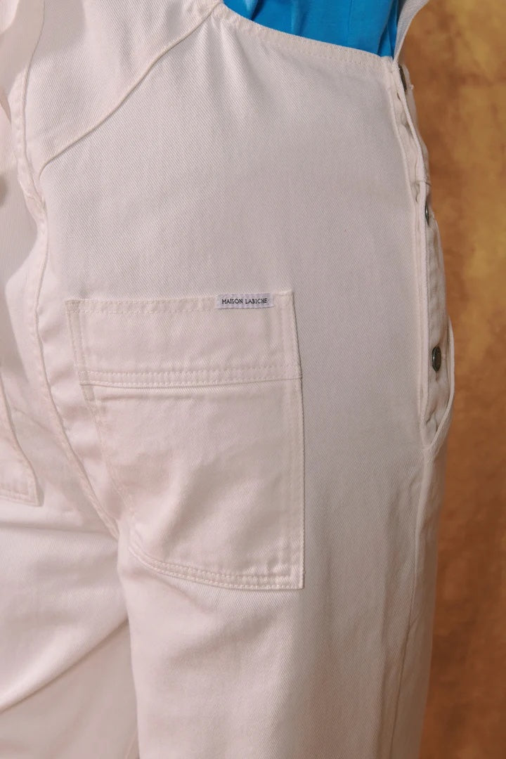 "Mini Patch MLB" Brady Denim Jumpsuit (Denim Off White) - Image 6