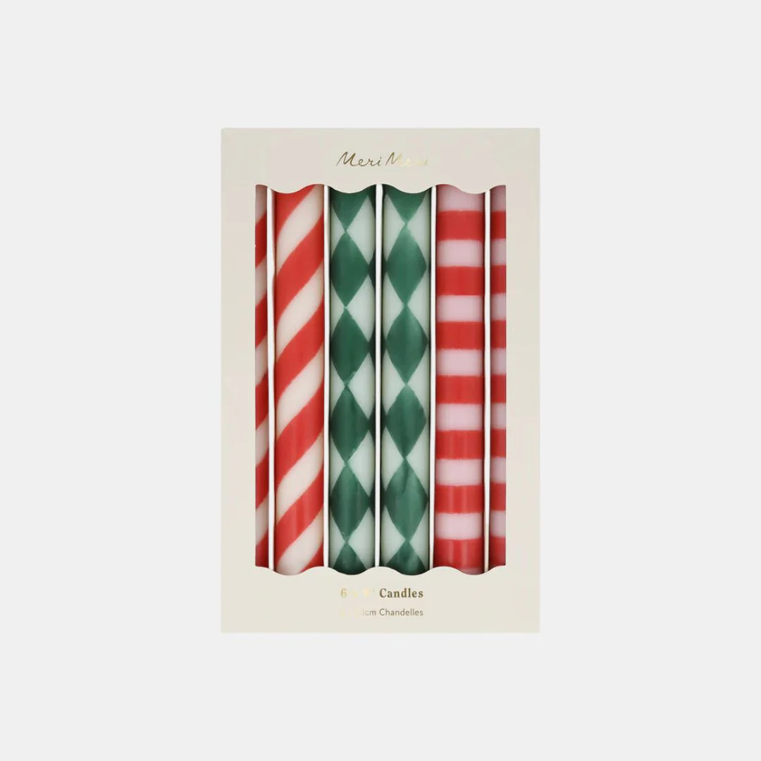 Festive Stripe Table Candles