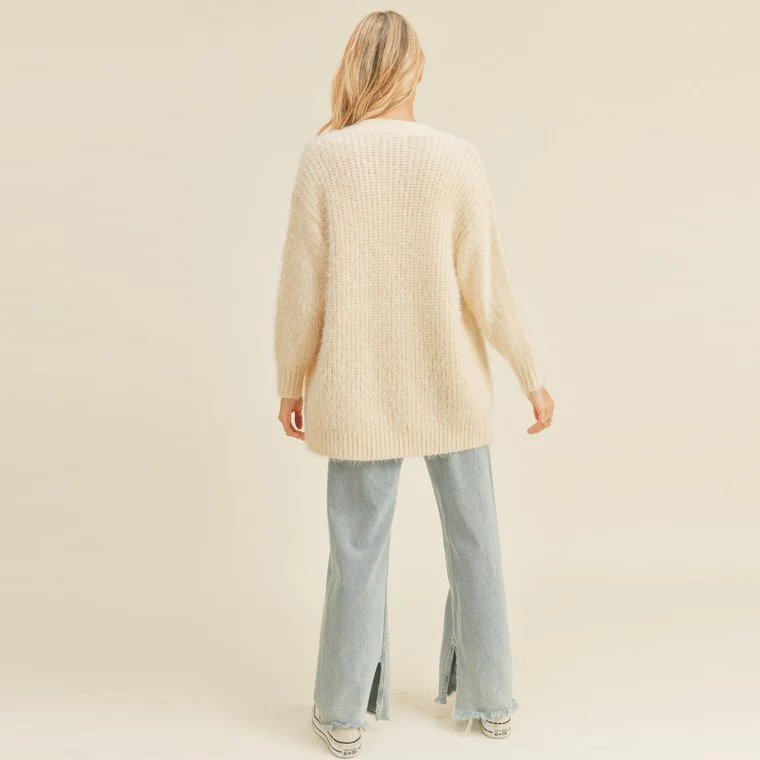 Mohair Blend Knit Cardigan (Cream) - Image 2