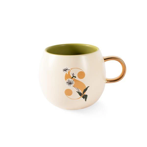 Monogram Floral "S" Round Mug