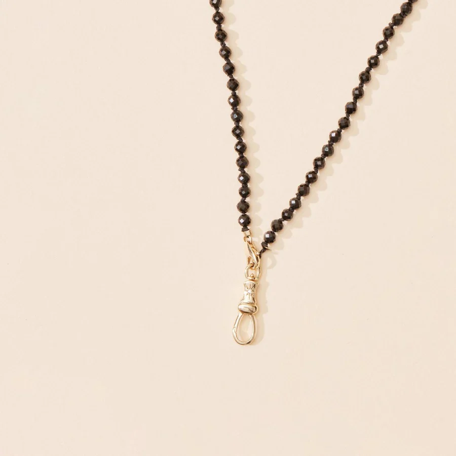 Black Spinel Beaded Mood Necklace (10K Gold) - Image 2