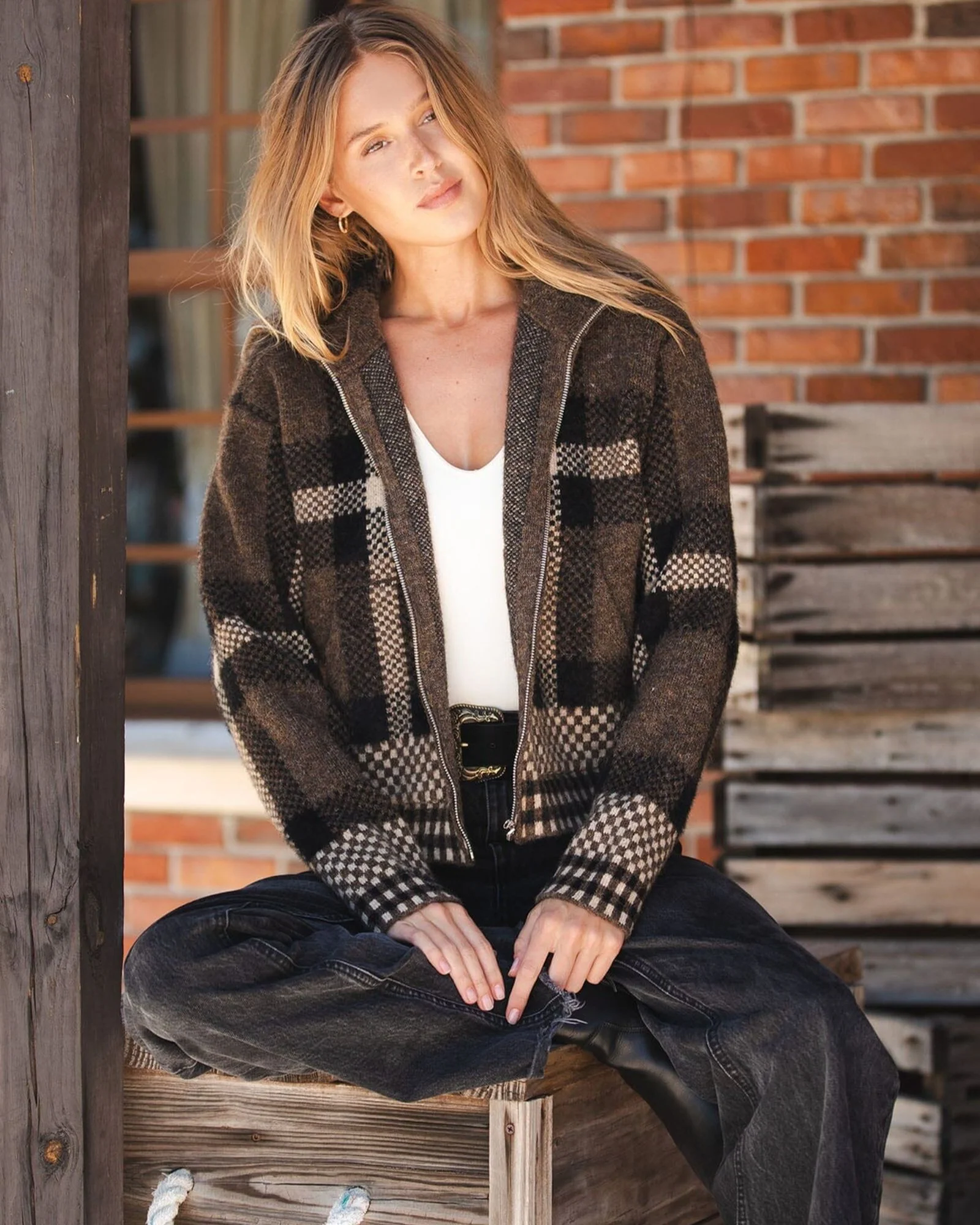 Mountain Lodge Plaid Jacket (Brown + Taupe) - Image 6