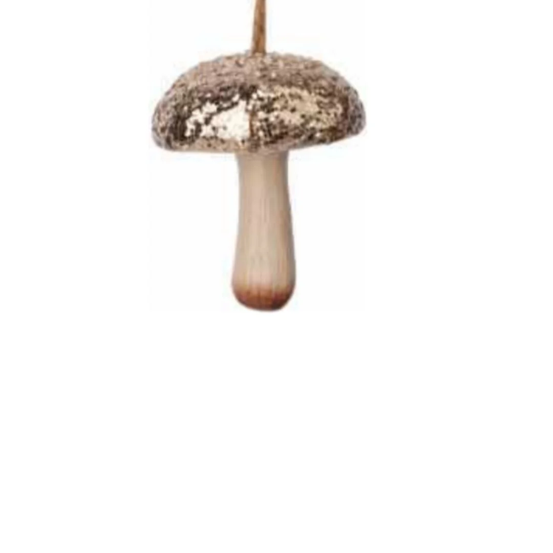 Mushroom with Silver Glittered Top Ornament