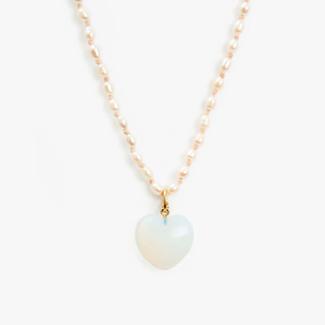 Mylar Stone Heart Charm (Vintage Gold + Opal) - Image 2